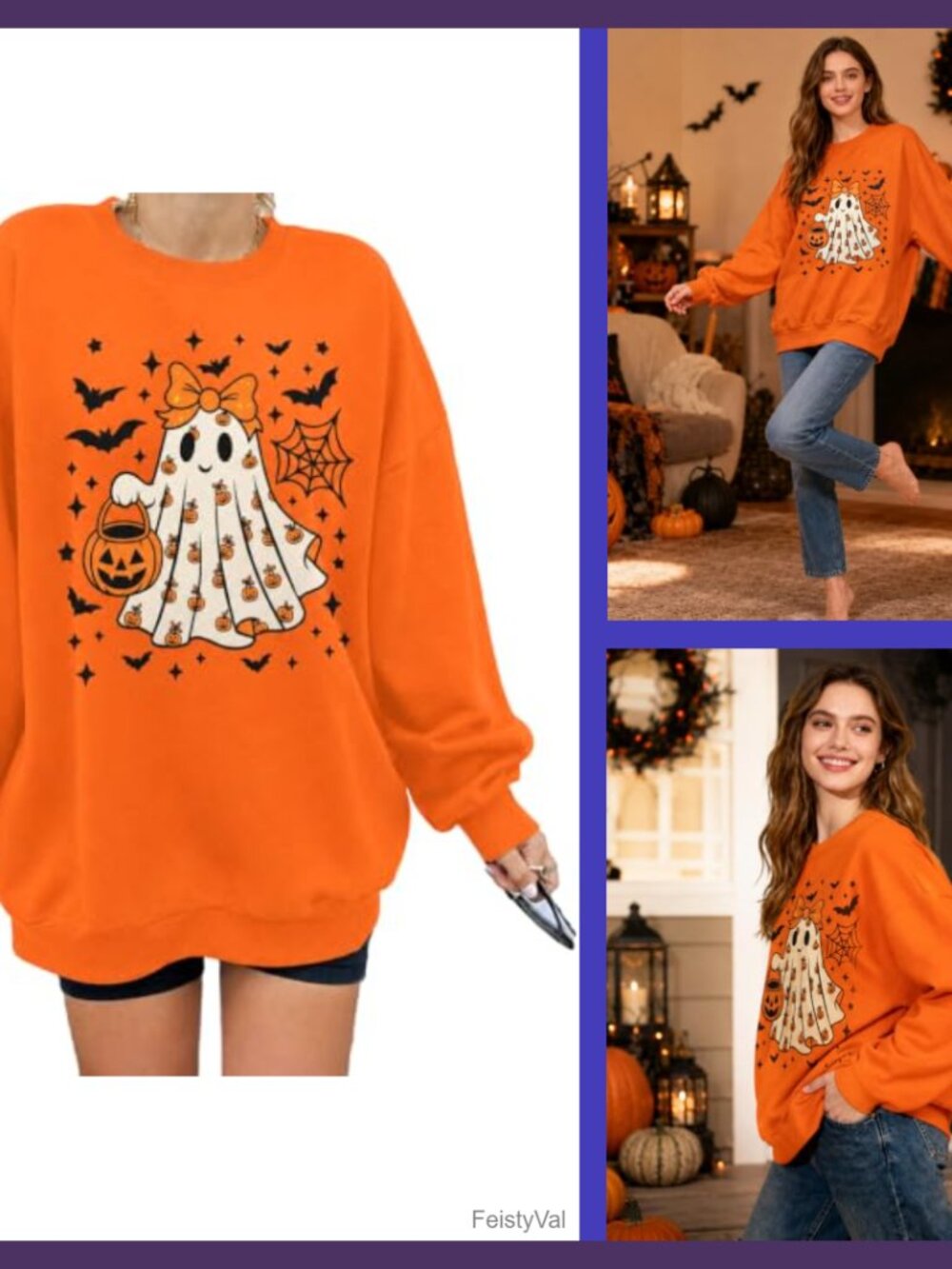 Witch Graphic Pullover Sweatshirt Crew Neck Long Sleeve